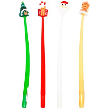 Ручка гелевая синяя Новогодняя 0,5мм в ассортименте - купить, цены на ULTRAMARKET - фото 1