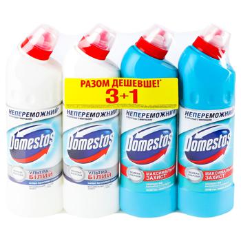 Набор чистящих средств Domestos Ультра Белый + Свежесть Атлантики 500мл х 4шт - купить, цены на METRO - фото 1