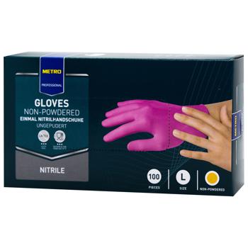 Metro Professional Pink Nitrile Gloves Size L 100pcs - buy, prices for METRO - photo 1