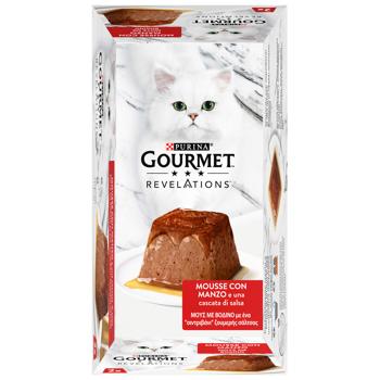 Корм влажный Gourmet Revelations Мусс с говядиной и подливкой для взрослых кошек 57г х 2шт - купить, цены на MasterZoo - фото 3