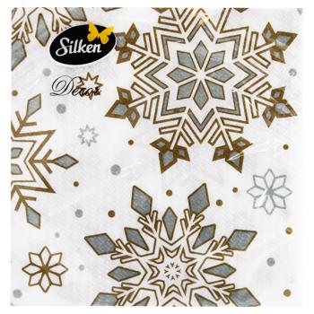 Салфетки столовые Silken Ледяная снежинка 2-слойная 33*33см 12шт - купить, цены на - фото 2