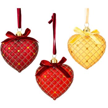 Decoris Gold Stripes Heart Christmas Tree Pendant 8cm in assortment - buy, prices for METRO - photo 1