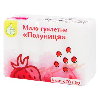 Мыло твердое Ашан клубника 70г х 4шт - купить, цены на Auchan - фото 1