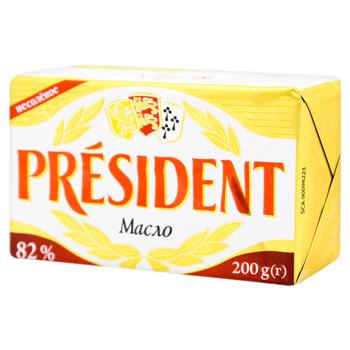 Масло President кисловершкове несолоне 82% 200г - купити, ціни на Auchan - фото 1