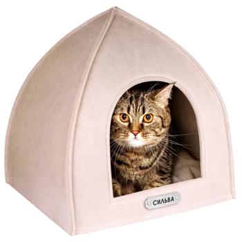 Barksi будиночок для котів M 40х40х42 см - бежевий - купить, цены на MasterZoo - фото 1