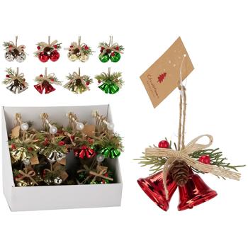 Украшение подвесное Koopman Колокольчик двойной 8х4х6см в ассортименте