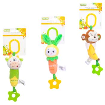 Baby Team Funny Animals Paendant Toy with Teether in Assortment