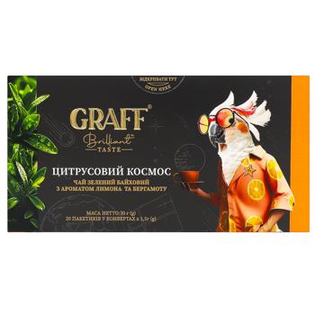 Чай зеленый Graff Цитрусовый космос с ароматом лимона и бергамота 1,5г*20шт - купить, цены на Идеал - фото 1
