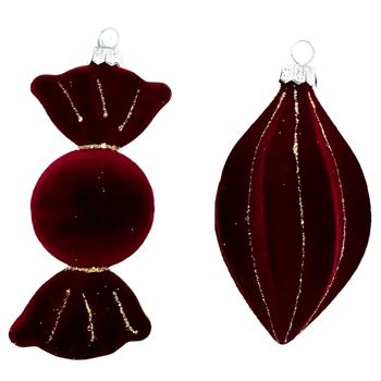 Velvet Burgundy Christmas Tree Decoration 8-9cm in assortment - buy, prices for METRO - photo 1