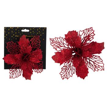 Mondex Red Flower Clip-on Decoration 16 cm in assortment