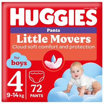 Подгузники-трусики Huggies Little Movers для мальчиков 4 9-14кг 72шт/уп