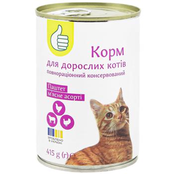 Auchan Assorted Meat Pate Food for Adult Cats 415g - buy, prices for Auchan - photo 1