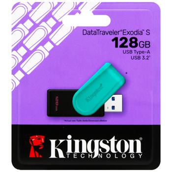 Флеш-накопичувач USB Kingston DataTraveler Exodia S 128GB USB 3.2 Gen 1 Black/Turquoise (740617348699) - купить, цены на Auchan - фото 1