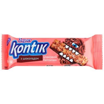 Батончик Konti Super Kontik злаковый с шоколадом 29г - купить, цены на Эпицентр FOOD - фото 1