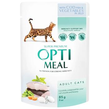 Optimeal Immunity Support Mix Adult набір 3+1 вологий корм для котів 4*85 г - тріска та овочі - купить, цены на MasterZoo - фото 3