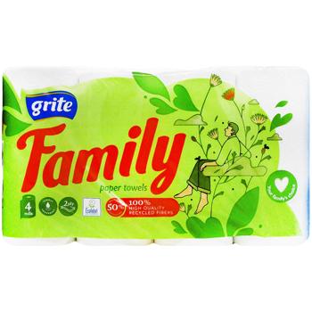 Рушники паперові Grite Family двошарові 4шт - купити, ціни на Auchan - фото 2