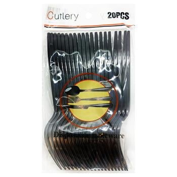 Виделки пластикові чорні 155мм 20шт - купити, ціни на Таврія В - фото 1