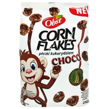 Кукурудзяні пластівці OBST з шок. смаком 250 г (Польща) - купити, ціни на КОСМОС - фото 1