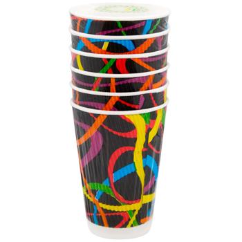 Serpentine Disposable Corrugated Cup 340ml 6pcs - buy, prices for Auchan - photo 1