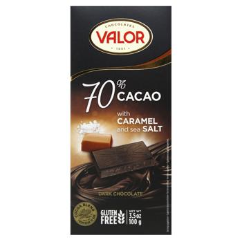 Valor With Toffi And Salt Black Chocolate 70% 100g - buy, prices for Chudo Market - photo 1