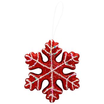 Украшение Снежинка красная с бисерной лентой 15см - купить, цены на МегаМаркет - фото 1
