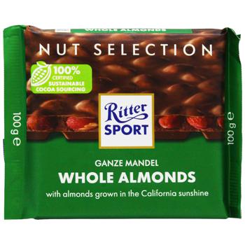 Ritter Sport Milk Chocolate with Whole Almonds 100g