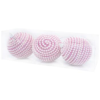 Pink Christmas Ball with Beads 8cm 3pcs - buy, prices for COSMOS - photo 2