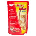 Корм вологий Miau Miau з яловичиною для дорослих котів 100г