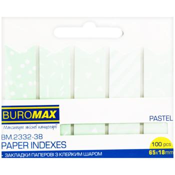 Закладки Buromax Pastel бумажные мятные 65x18мм 100 листов