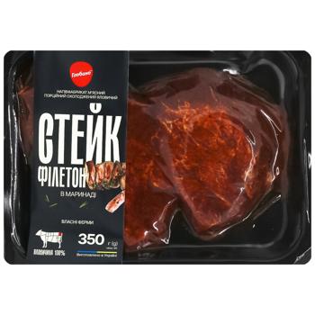 Стейк яловичий Глобино Філетон в маринаді охолоджений 350г - купити, ціни на Auchan - фото 1