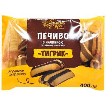 Печенье Українська Зірка Тигрик со вкусом апельсина 400г - купить, цены на КОСМОС - фото 1