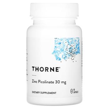 Пиколинат цинка, Zinc Picolinate, Thorne Research, 30 мг, 60 капсул