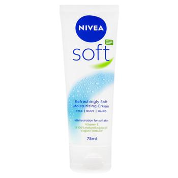 Крем для обличчя і тіла Nivea Soft Зволожуючий олія жожоба та вітамін Е 75мл - купити, ціни на КОСМОС - фото 1