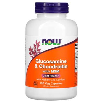Глюкозамін та хондроїтин з MСM, Glucosamine & Chondroitin with MSM, Now Foods, 180 рослинних капсул - купить, цены на Biotus - фото 1
