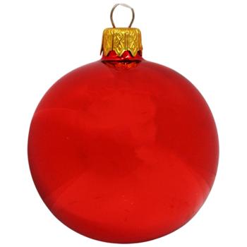 Шар елочный блестящий/матовый красный 6см в ассортименте - купить, цены на Auchan - фото 3