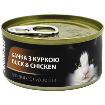 Корм влажный AnimAll Утка с курицей для взрослых кошек 80г - купить, цены на Auchan - фото 1