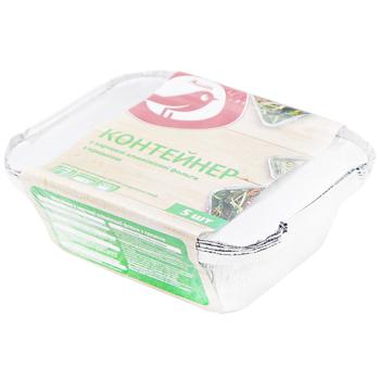 Контейнер Auchan из фольги с крышкой 430мл 5шт - купить, цены на Auchan - фото 1