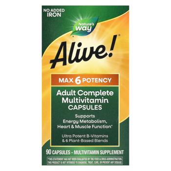 Мультивитамины Nature's Way Alive! Max6 Potency без железа 90 капсул - купить, цены на Biotus - фото 2