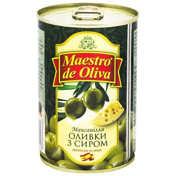 Оливки зеленые Maestro de Oliva с сыром 300мл