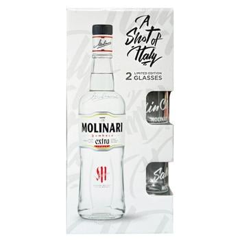 Molinari Extra Sambuca 40% 0.7l + 2 Glasses