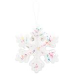 Прикраса Сніжинка біла з бісерною стрічкою 15см
