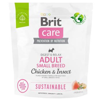 Корм сухий Brit Care Sustainable з куркою та комахами для дорослих собак малих порід 1кг - купити, ціни на MasterZoo - фото 1