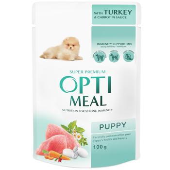 Optimeal Wet Food with Turkey and Carrots for Puppies of All Breeds 100g - buy, prices for MasterZoo - photo 1