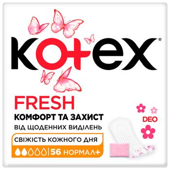 Прокладки ежедневные Kotex Fresh Deo Normal Plus 56шт - купить, цены на Идеал - фото 1