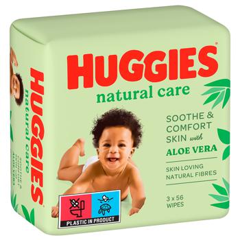 Серветки дитячі Huggies Natural Care 2+1 3*56шт - купити, ціни на NOVUS - фото 1