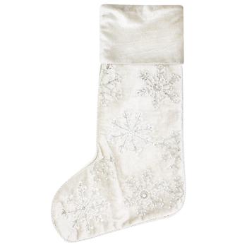 Lefard New Year's Stocking for Gifts with Embroidery 25x50cm White