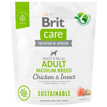 Корм сухой Brit Care Sustainable с курицей и насекомыми для взрослых собак средних пород 1кг - купить, цены на MasterZoo - фото 1