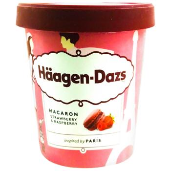 Морозиво Haagen-Dazs Полуниця та малина зі шматочками макарун