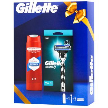 Gillette Mach3 Razor with 2 Cartridges and Old Spice Whitewater Shower Gel 250ml Gift Set - buy, prices for - photo 1