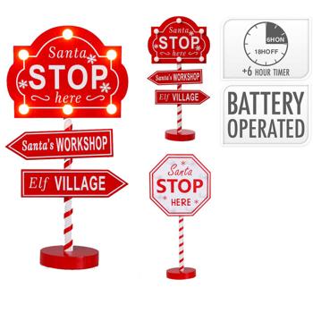 Christmas LED Santa Stop Sign 20x10x40cm